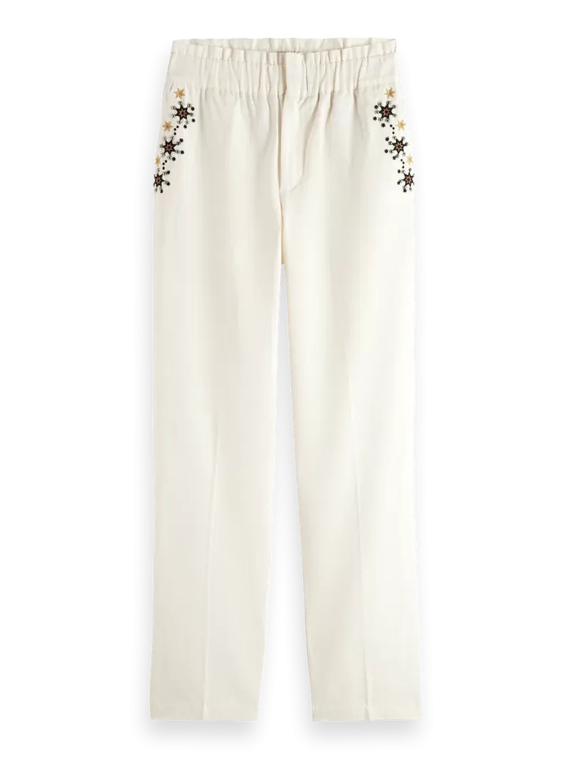 Scotch & Soda Embroidered High Rise Pant