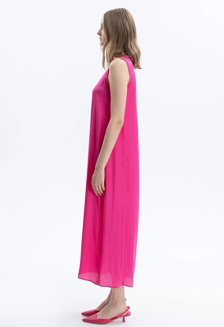 Solid A-line Maxi Sleeveless Dress