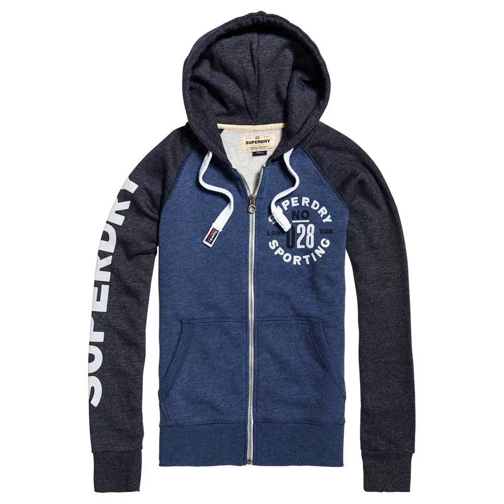 Superdry Sporting Raglan Zip Hoodie - Maritime Grit Blue M20016HP