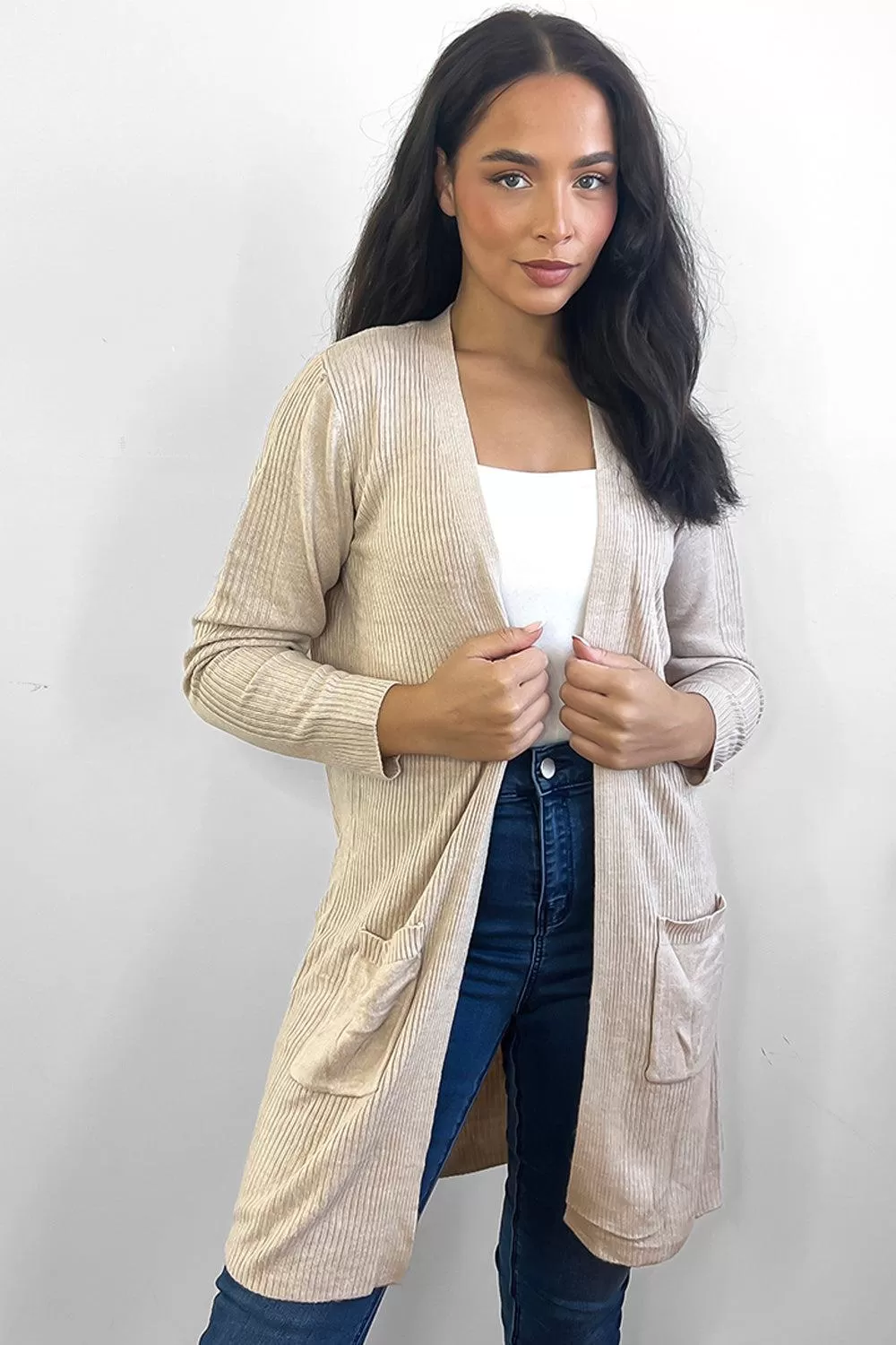 Thin Knit Pockets To Side Cardigan