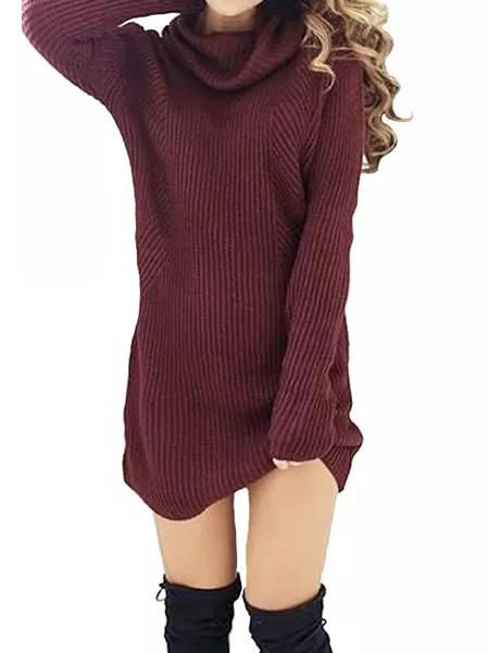 Turtle Neck Casual Sweater Dress