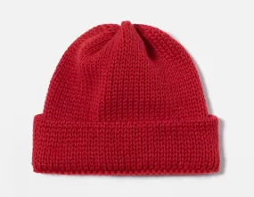 Universal Works - Short Watch Cap In Red British Wool