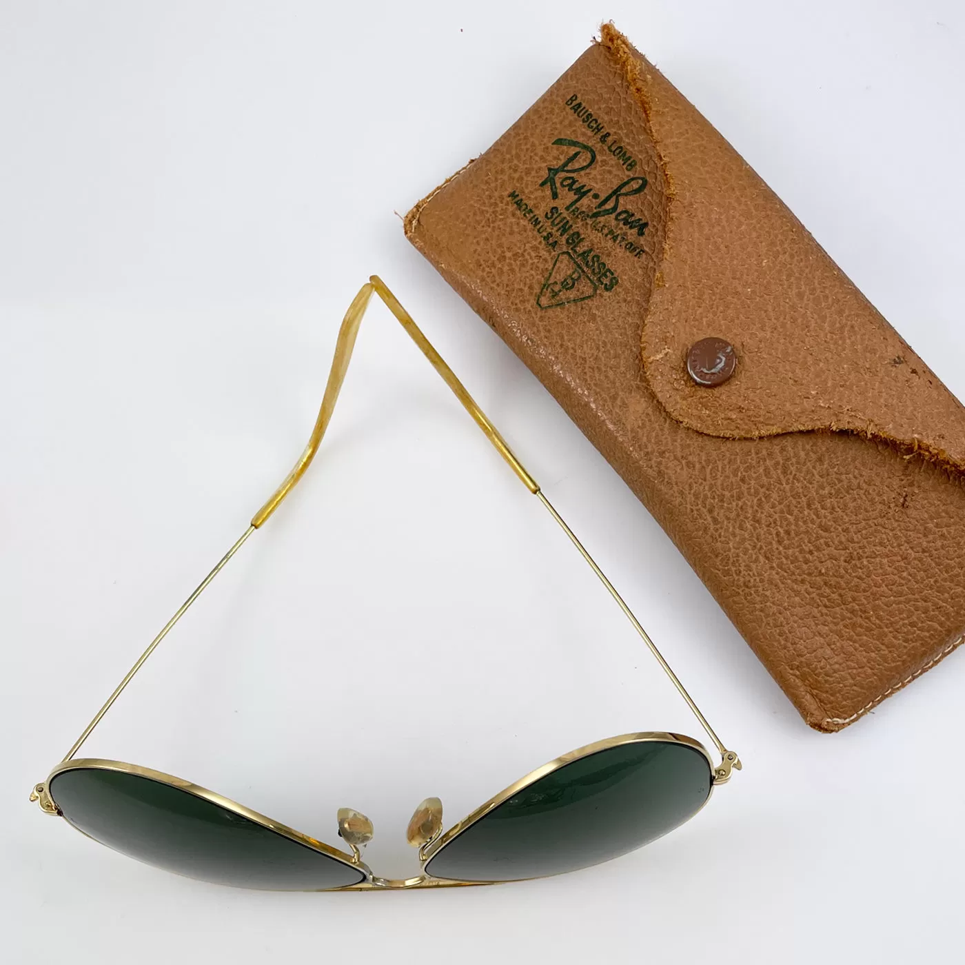 Vintage Gold Ray-Ban Aviator Sunglasses 1950's In Case BL 62mm G15