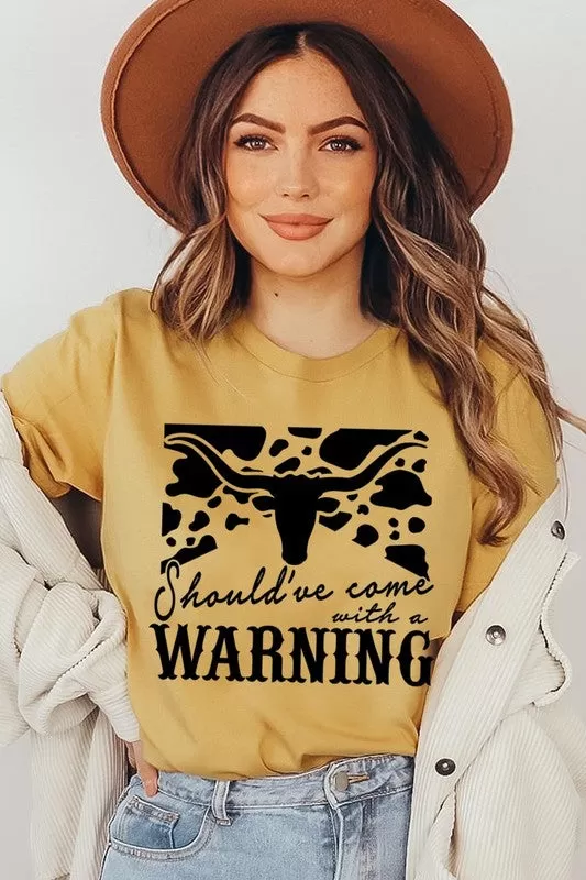 Western Cow Animal Warning Graphic T Shirts