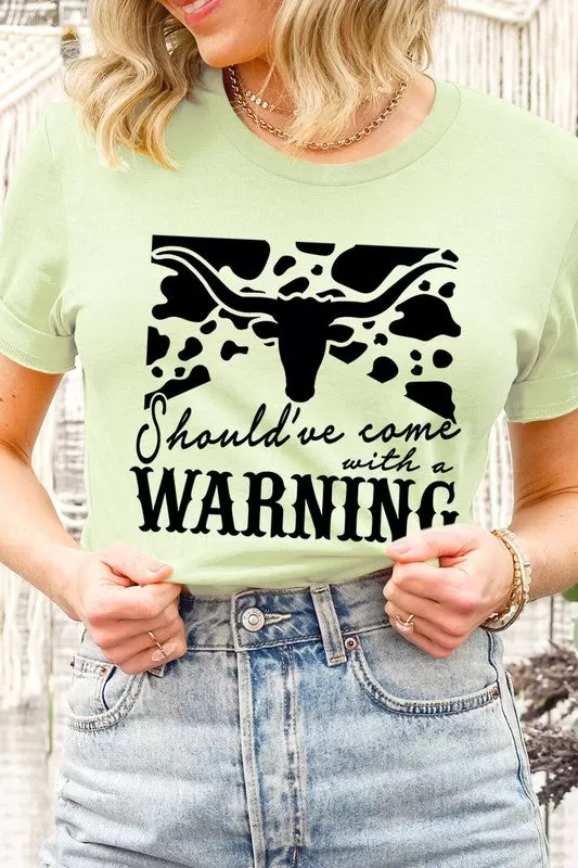 Western Cow Animal Warning Graphic T Shirts