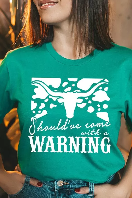 Western Cow Animal Warning Graphic T Shirts