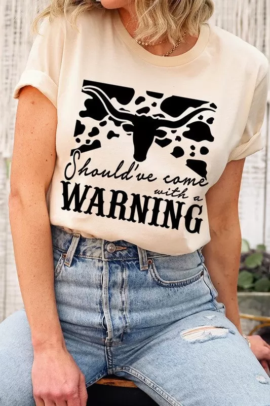 Western Cow Animal Warning Graphic T Shirts