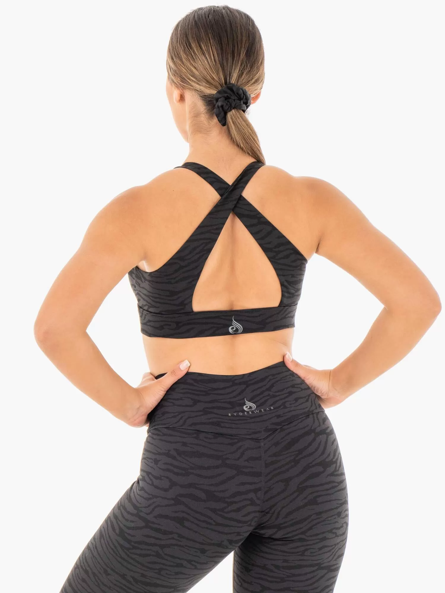 Wild Cross Over Sports Bra - Black Zebra